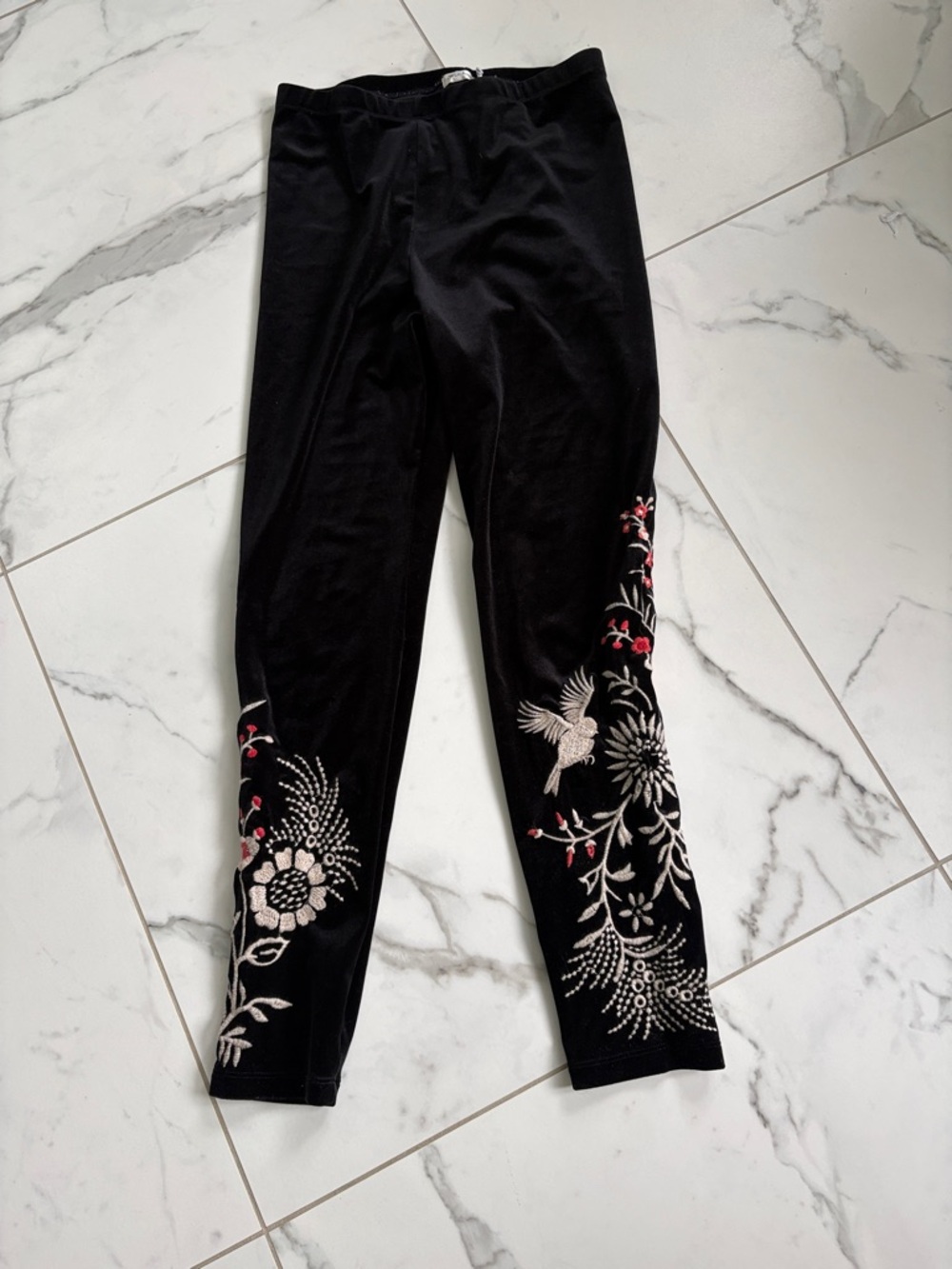 JW Los Angeles embroidered velour leggings sz M